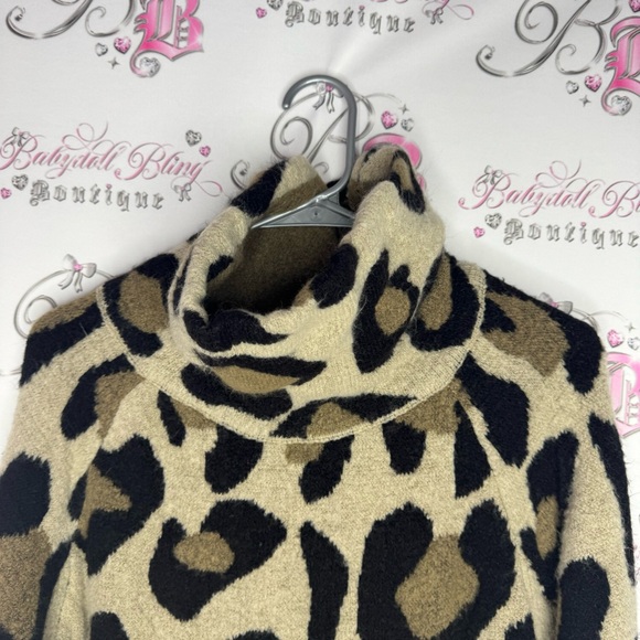 Rag supply cheetah print sweater pull over turtle neck animal print furry fuzzy - Picture 4 of 11